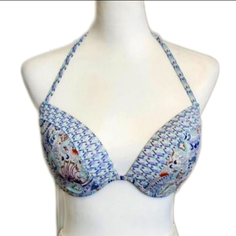 Victoria's Secret bikini Top, blue paisley & white M (32B)